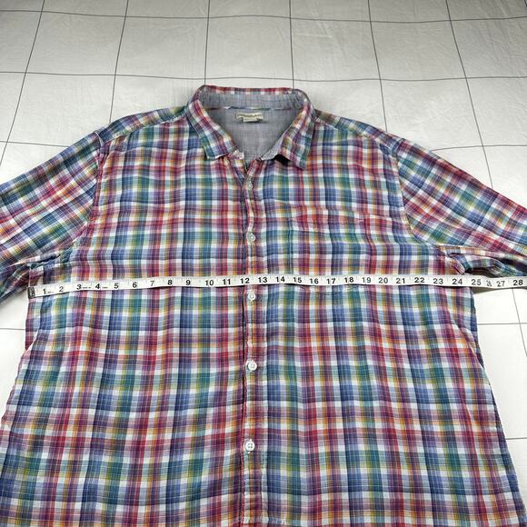 Carbon2Cobalt Shirt Mens XXL Multicolor Rainbow Plaid Cotton Button Up Casual - Picture 6 of 7
